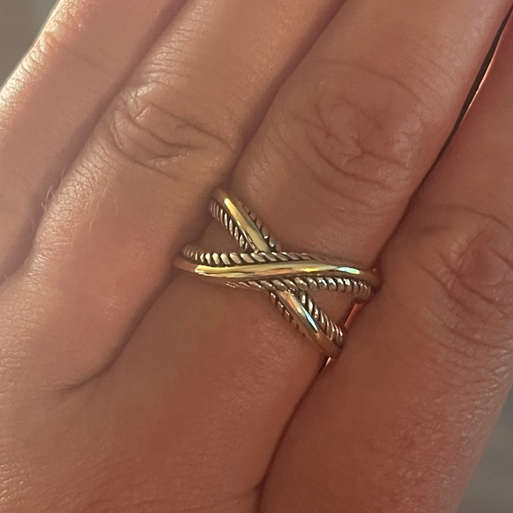 Cross-Cross Two-Tone Ring Size 7
